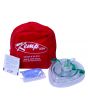 Kemp USA CPR Mask with O2 Inlet, Headstrap, Gloves, and Wipes in Soft Case Pouch