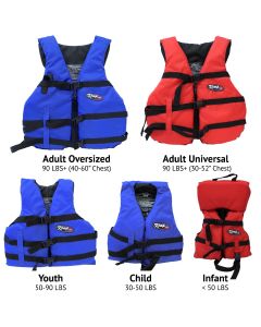 Kemp USA General Purpose Life Jacket Vest for Boating, USCG Type III PFD, Infant to Adult Sizes