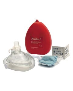 Ambu CPR Mask with O2 Inlet, Headstrap, Gloves, and Wipes