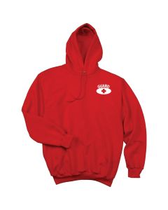 Kemp USA Hooded Pullover Sweatshirt, Red with GUARD Logo in White on Front & Back